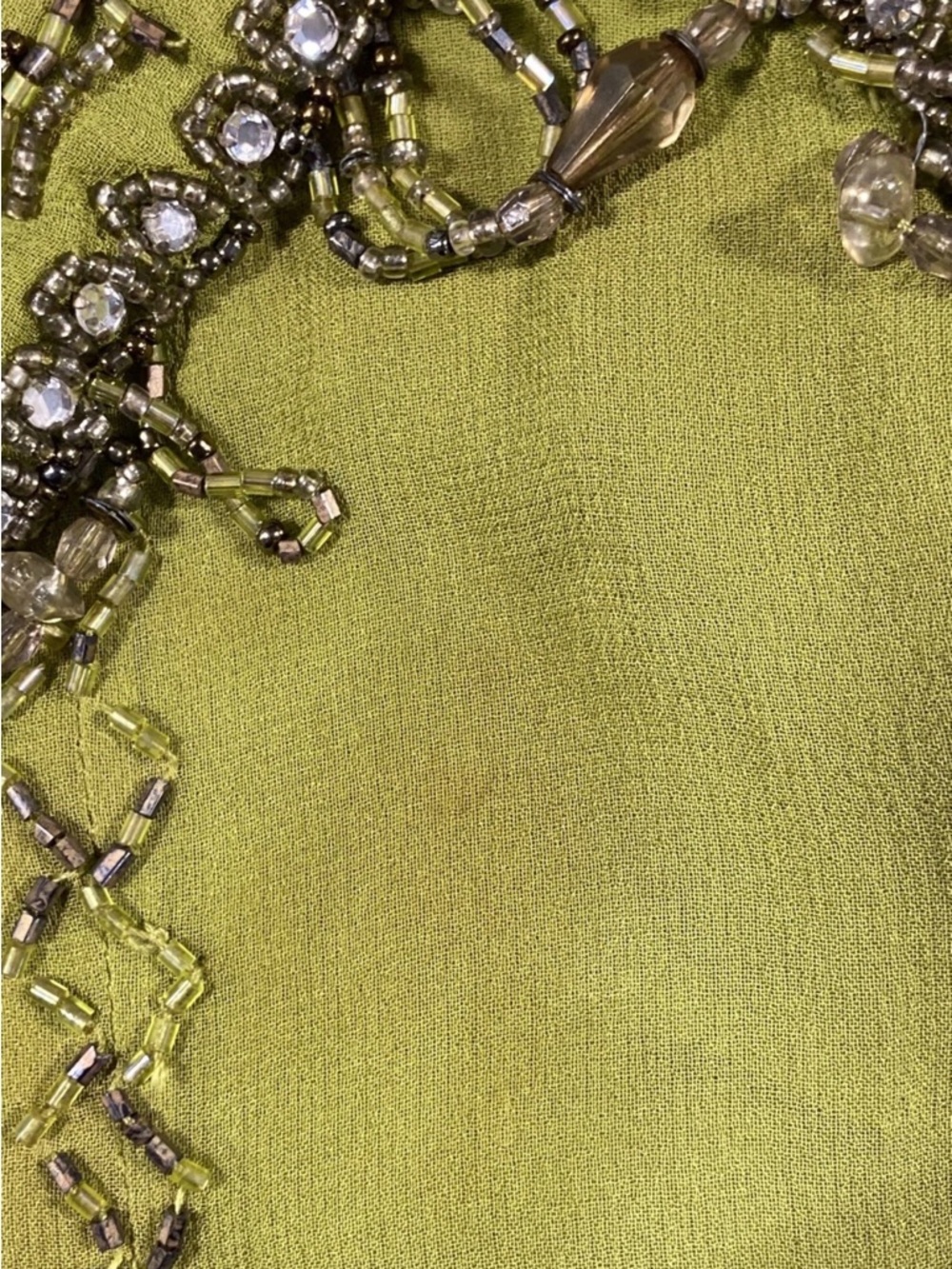 Sue Wong Olive Green Beaded Handkerchief-Hem Fairycore Slip Dress - Picture 8 of 8
